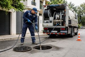 Autospecială desfundare canalizare cu jet de presiune — intervenție în București